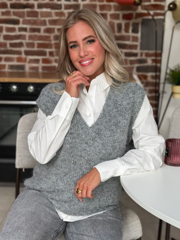 Pull sans manches Camélya - Gris