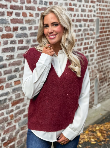 Pull sans manches Camélya - Bordeaux