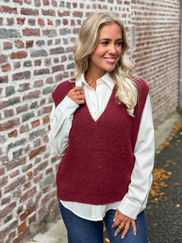 Pull sans manches Camélya - Bordeaux