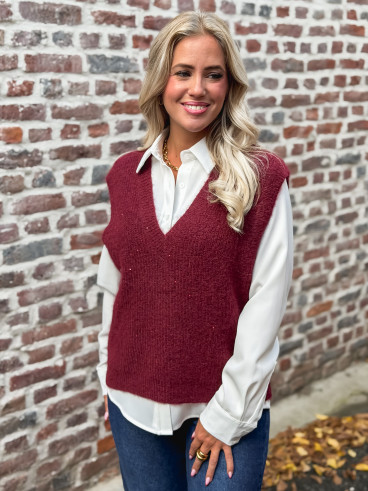 Pull sans manches Camélya - Bordeaux
