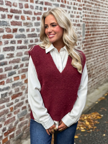 Pull sans manches Camélya - Bordeaux
