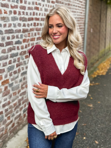 Pull sans manches Camélya - Bordeaux