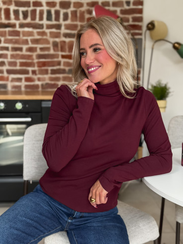 Blouse col roulé Lorène - Bordeaux