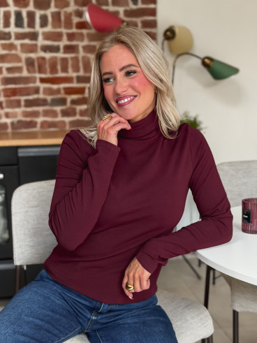 Pull col roulé Lorène - Bordeaux