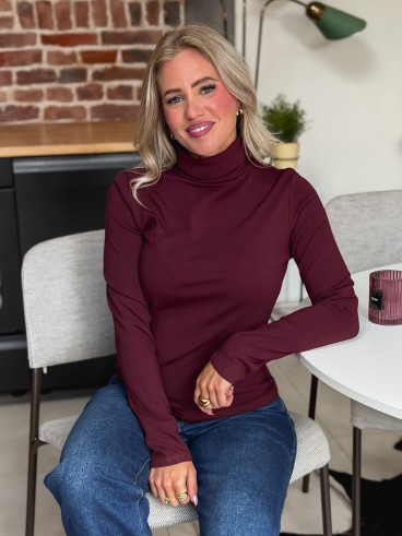 Blouse col roulé Lorène - Bordeaux