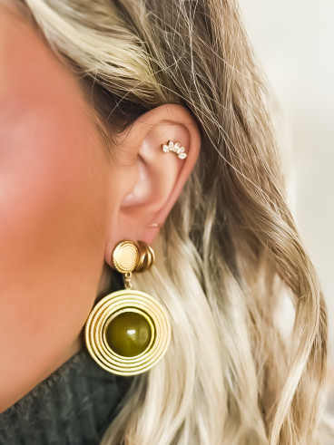 Boucles d'oreilles Lindsay - Doré/Kaki