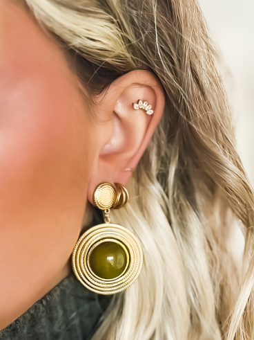 Boucles d'oreilles Lindsay - Doré/Kaki