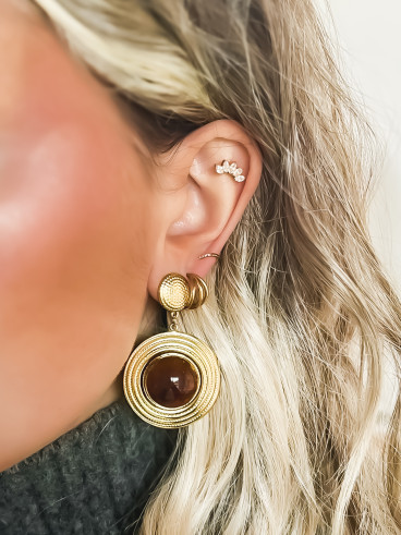 Boucles d'oreilles Lindsay - Doré/Marron Boucles d'oreilles Lindsay - Doré/Marron