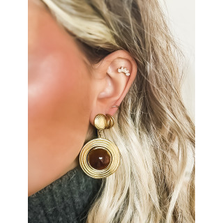 Boucles d'oreilles Lindsay - Doré/Marron