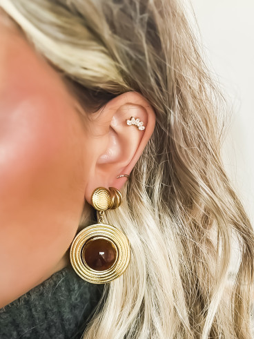 Boucles d'oreilles Lindsay - Doré/Marron Boucles d'oreilles Lindsay - Doré/Marron