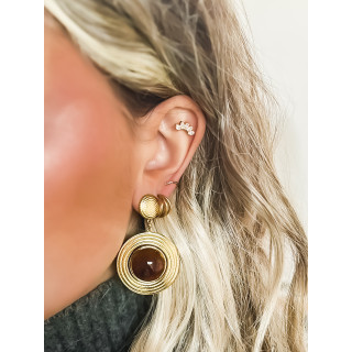 Boucles d'oreilles Lindsay - Doré/Marron