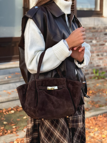 Sac en daim Eleysa - Chocolat