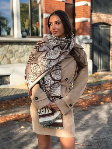Echarpe à motifs Malorie - Marron/Ecru