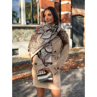 Echarpe à motifs Malorie - Marron/Ecru