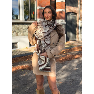 Echarpe à motifs Malorie - Marron/Ecru