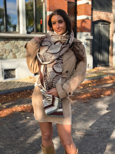 Echarpe à motifs Malorie - Marron/Ecru Echarpe à motifs Malorie - Marron/Ecru