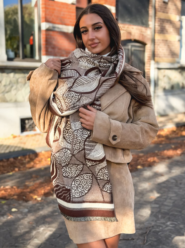 Echarpe à motifs Malorie - Marron/Ecru Echarpe à motifs Malorie - Marron/Ecru