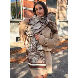 Echarpe à motifs Malorie - Marron/Ecru