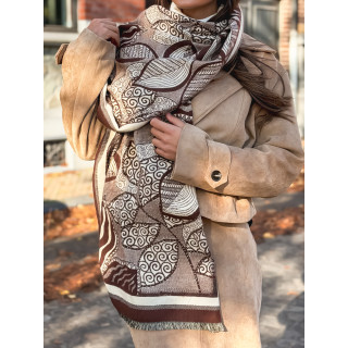 Echarpe à motifs Malorie - Marron/Ecru