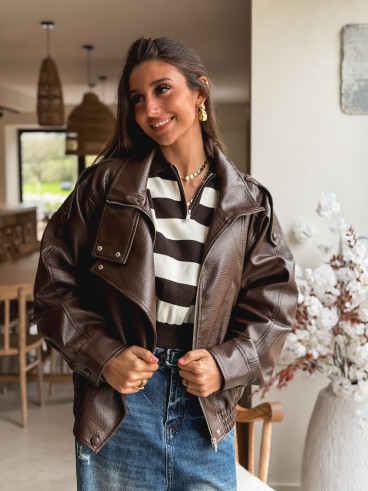 Veste en simili Jolanne - Chocolat