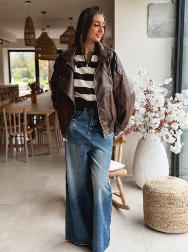 Veste en simili Jolanne - Chocolat Veste en simili Jolanne - Chocolat