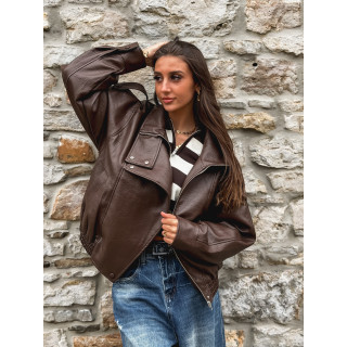 Veste en simili Jolanne - Chocolat