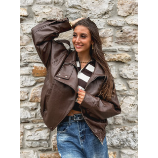 Veste en simili Jolanne - Chocolat
