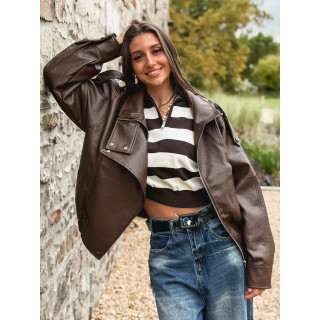 Veste en simili Jolanne - Chocolat