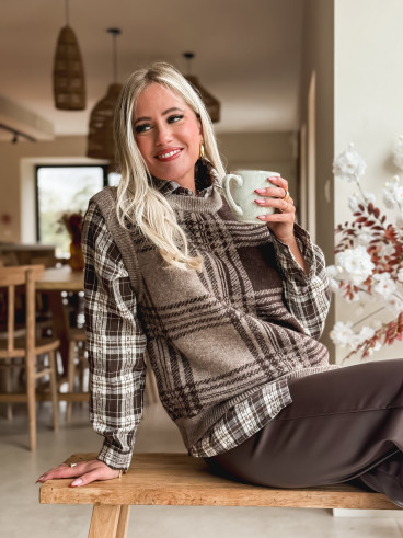 Pull sans manches Mounia - Chocolat