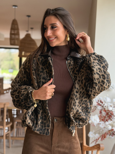 Veste léopard Seïna - Beige/Noir Veste léopard Seïna - Beige/Noir