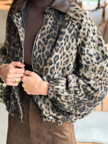 Veste léopard Seïna - Beige/Noir Veste léopard Seïna - Beige/Noir