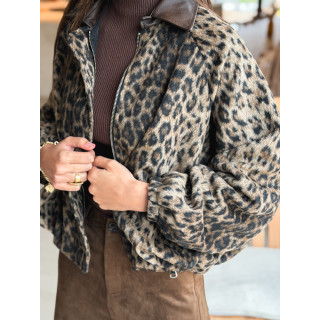 Veste léopard Seïna - Beige/Noir