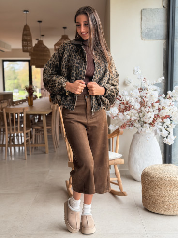 Veste léopard Seïna - Beige/Noir Veste léopard Seïna - Beige/Noir