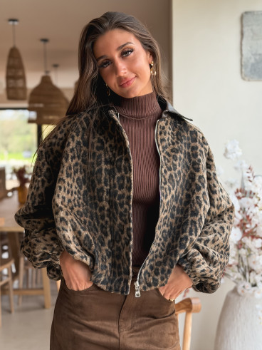 Veste léopard Seïna - Beige/Noir Veste léopard Seïna - Beige/Noir