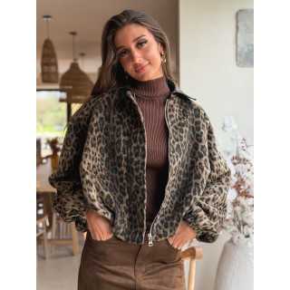Veste léopard Seïna - Beige/Noir