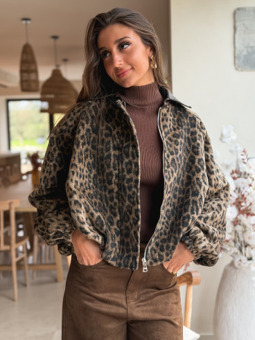 Veste léopard Seïna - Beige/Noir Veste léopard Seïna - Beige/Noir