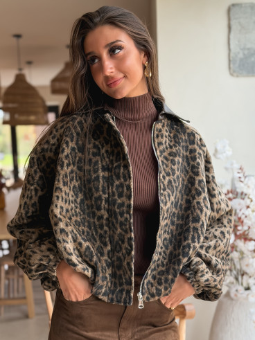 Veste léopard Seïna - Beige/Noir Veste léopard Seïna - Beige/Noir