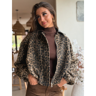 Veste léopard Seïna - Beige/Noir