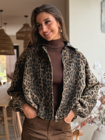 Veste léopard Seïna - Beige/Noir Veste léopard Seïna - Beige/Noir
