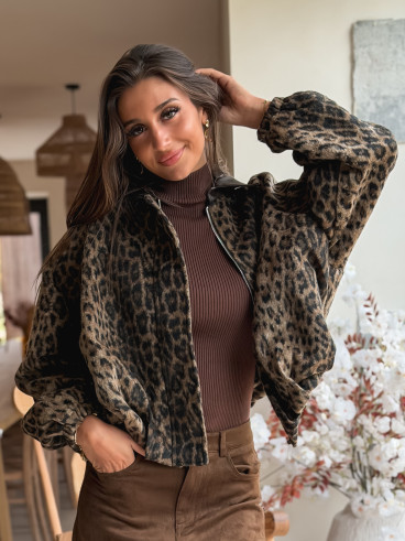 Veste léopard Seïna - Beige/Noir