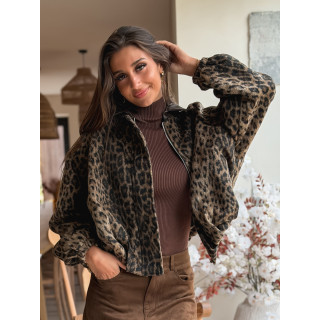 Veste léopard Seïna - Beige/Noir