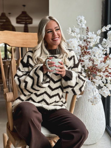 Pull Lunara - ecru/choco Pull Lunara - ecru/choco