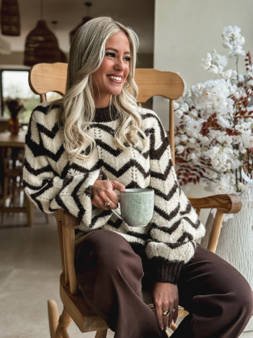 Pull Lunara - ecru/choco Pull Lunara - ecru/choco