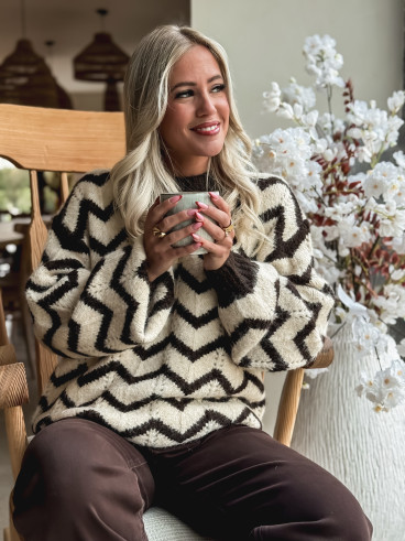 Pull Lunara - ecru/choco Pull Lunara - ecru/choco