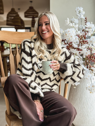 Pull Lunara - ecru/choco Pull Lunara - ecru/choco