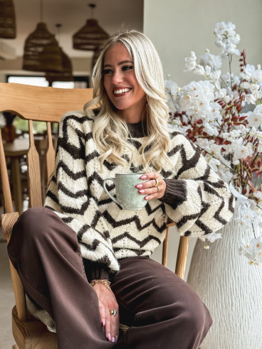 Pull Lunara - ecru/choco Pull Lunara - ecru/choco