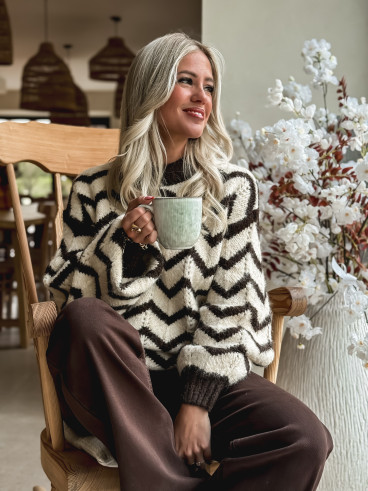 Pull Lunara - ecru/choco Pull Lunara - ecru/choco