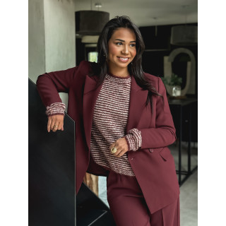 Pull ligné Melivane - Ecru/Bordeaux