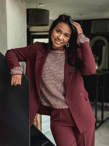 Pull ligné Melivane - Ecru/Bordeaux