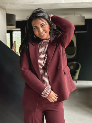 Pull ligné Melivane - Ecru/Bordeaux Pull ligné Melivane - Ecru/Bordeaux